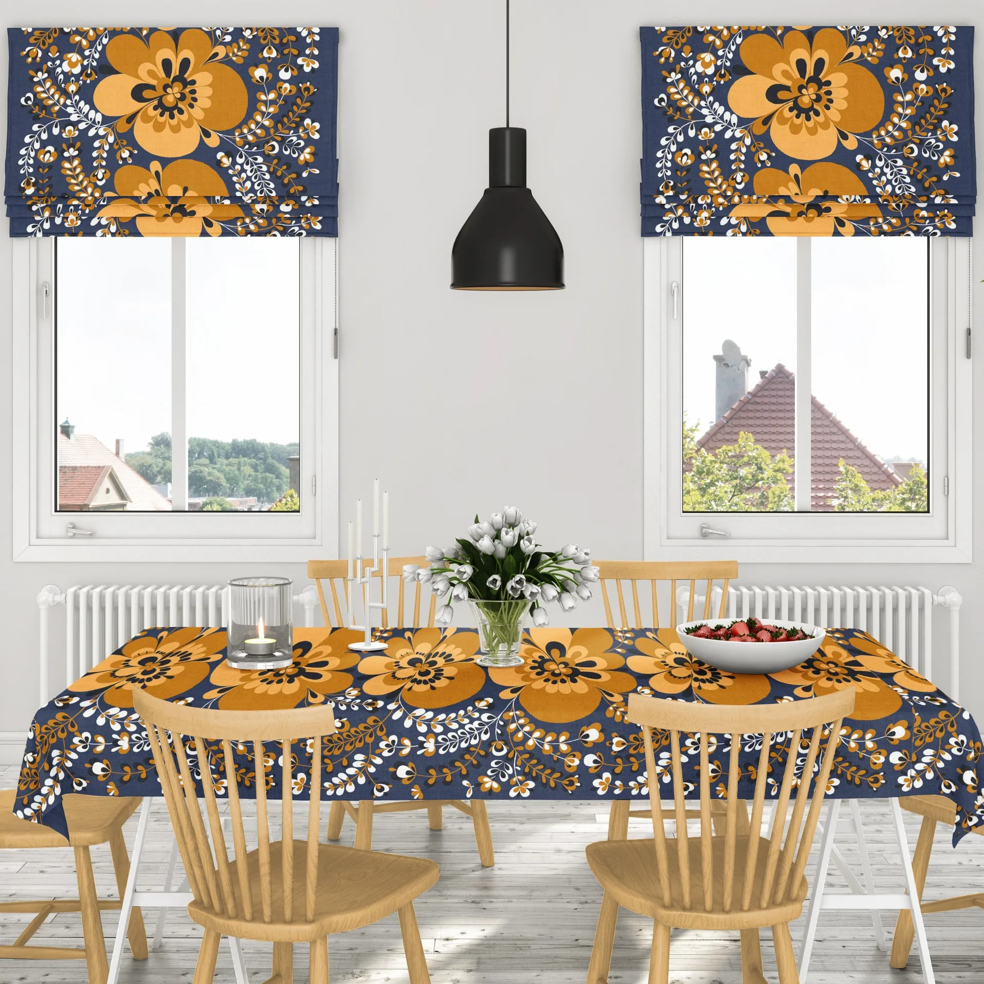 Vivoaka oilcloth, orange-blue Arvidssons Textil