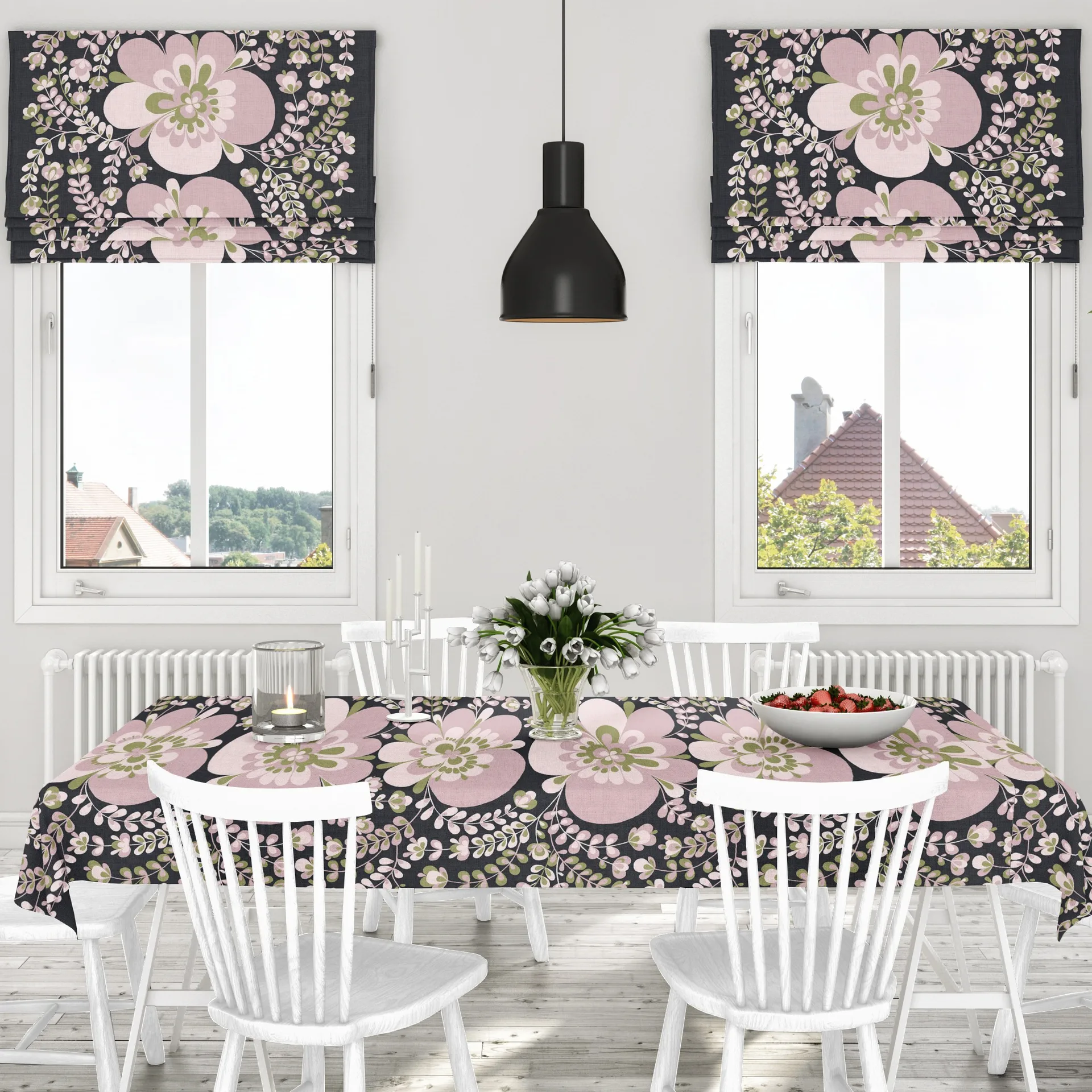 Vivoaka oilcloth, pink-grey Arvidssons Textil