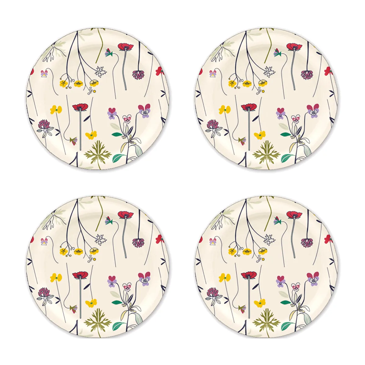 Herbarium coaster Ø11 cm 4-pack, Off-white Åry Home