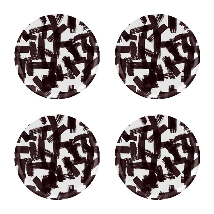 Åry Home Kryss coaster Ø11 cm 4-pack Black-white | Scandinavian Design | Coasters | Black