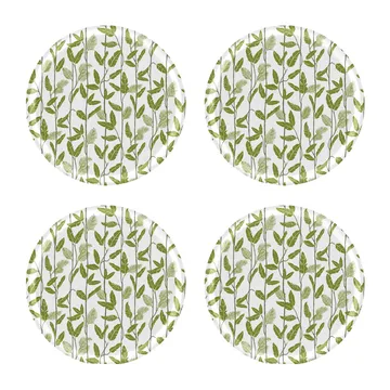 Mougli Green coaster Ø11 cm 4-pack - Green-white - Åry Home