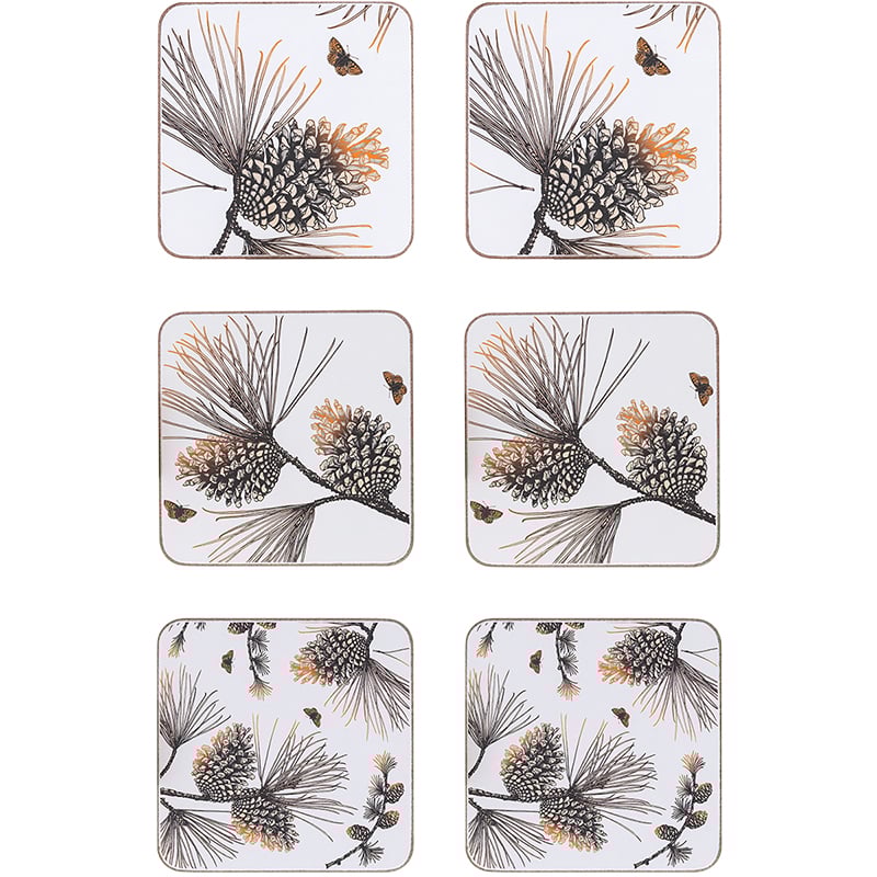 Åry Home Pine Cone coaster 6-pack cotton white | Scandinavian Design | Coasters | White