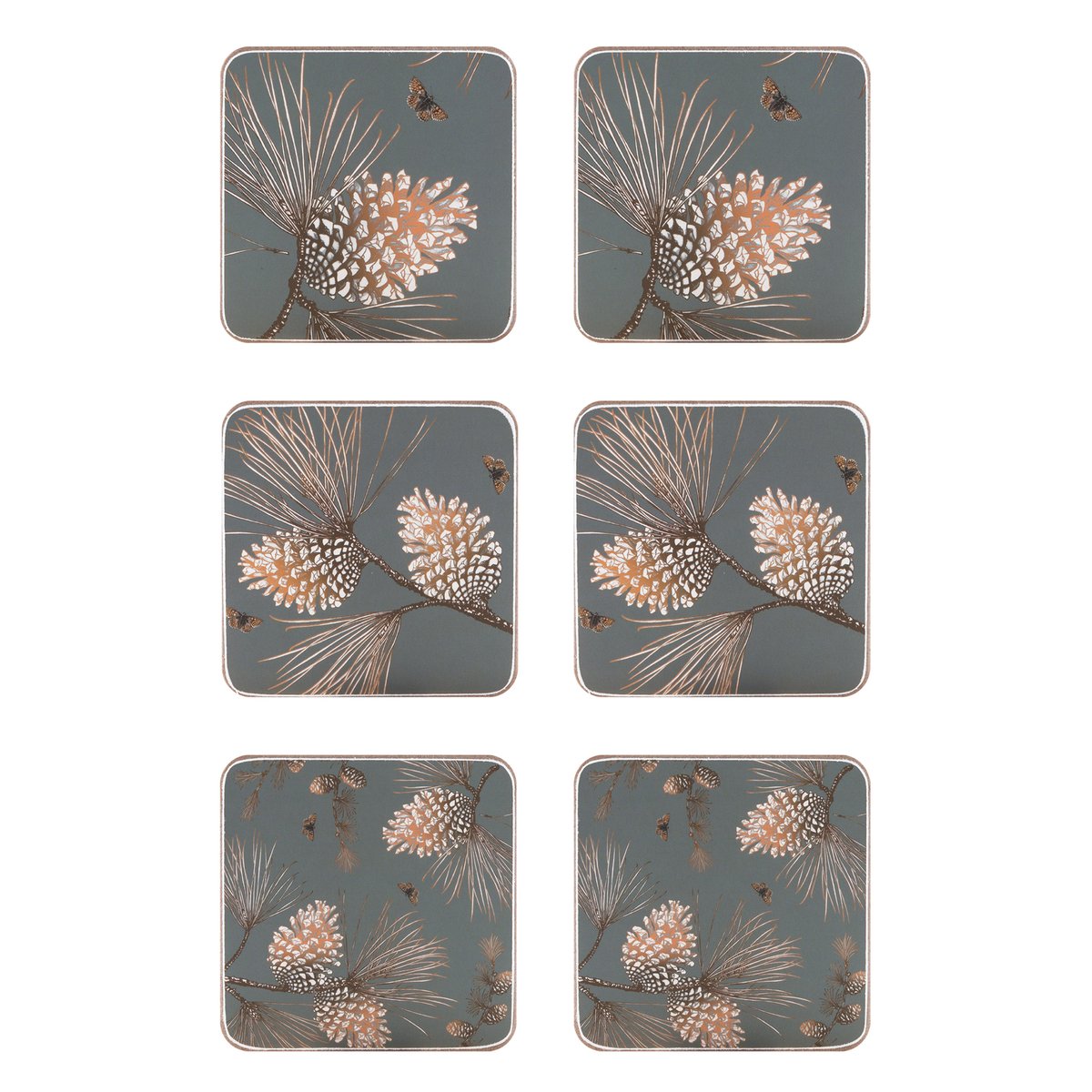 Åry Home Pine Cone coaster 6-pack moss grey | Scandinavian Design | Coasters | Grey
