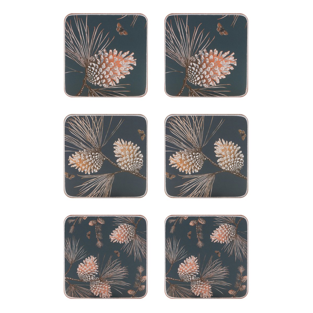 Åry Home Pine Cone coaster 6-pack thunder | Scandinavian Design | Coasters | Blue