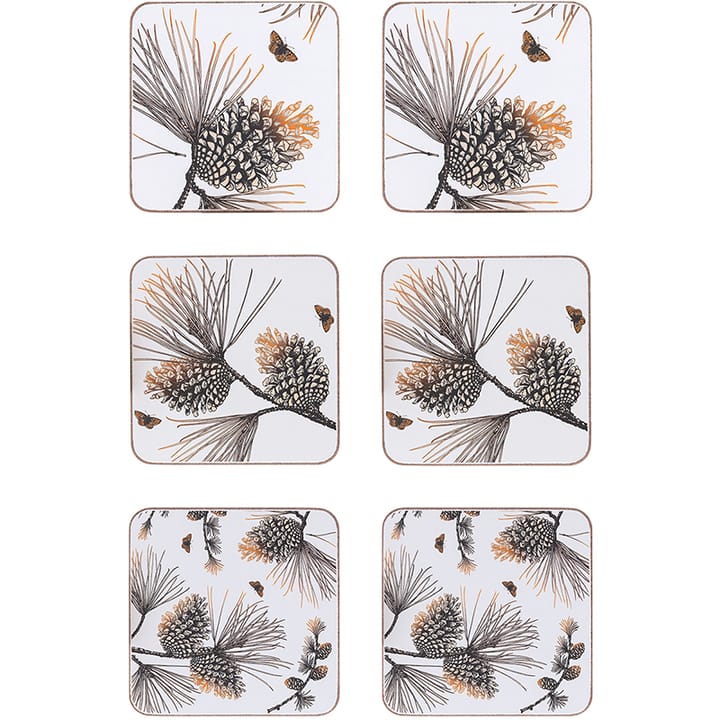 Pine Cone glass coaster 6-pack - cotton white - Åry Home