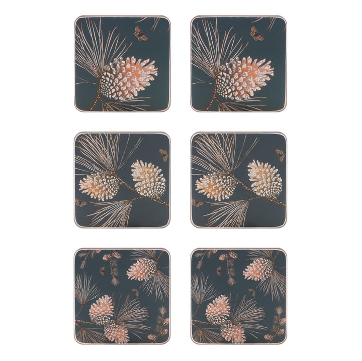 Pine Cone glass coaster 6-pack - thunder - Åry Home