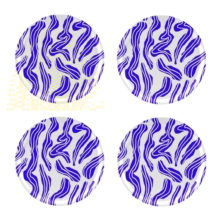 Åry Home Sudd coaster Ø11 cm 4-pack Blue-white