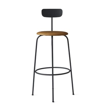 Afteroom barstool leather seat - Black-cognac - Audo Copenhagen