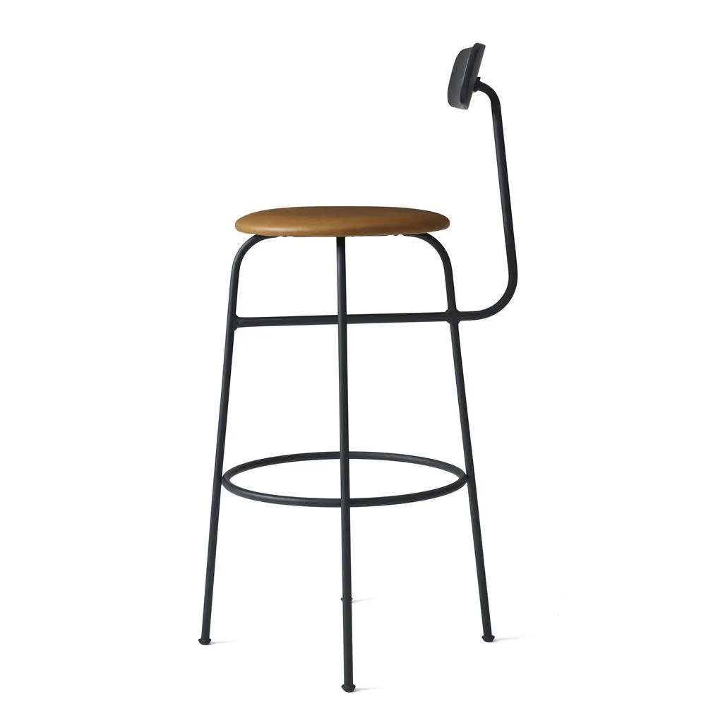 Afteroom barstool leather seat, Black-cognac Audo Copenhagen