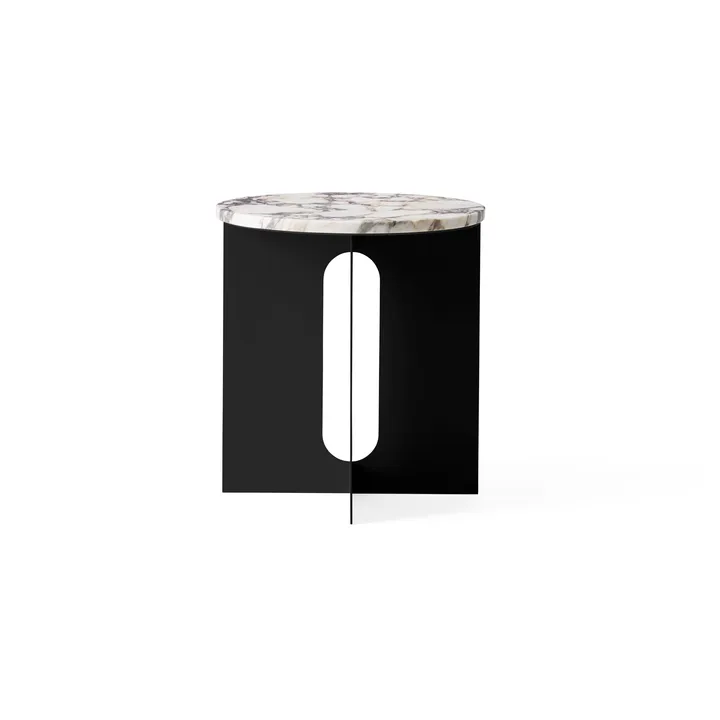 Androgyne side table - Calacatta Viola marble-black steel, Ø42 cm - Audo Copenhagen