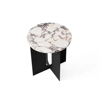 Androgyne side table - Calacatta Viola marble-black steel, Ø42 cm - Audo Copenhagen