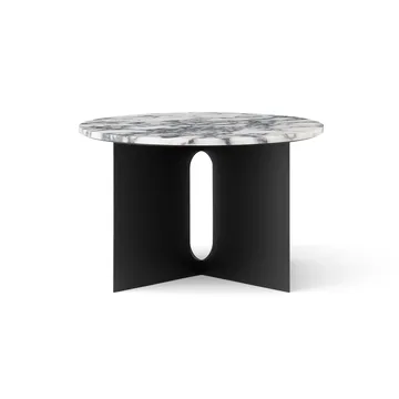 Androgyne side table - Calacatta Viola marble-black steel, Ø65 cm - Audo Copenhagen