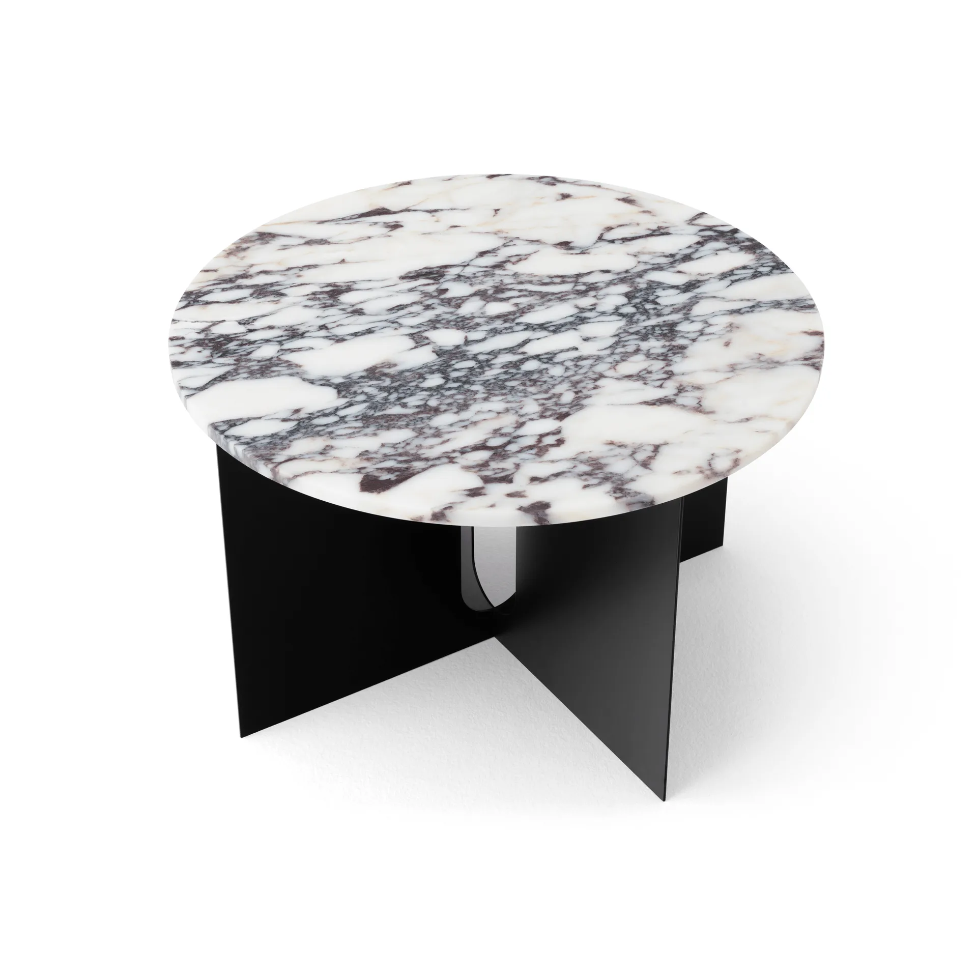 Androgyne side table, Calacatta Viola marble-black steel, Ø65 cm Audo Copenhagen