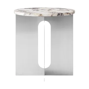 Androgyne side table - Calacatta Viola marble-brushed steel, Ø42 cm - Audo Copenhagen