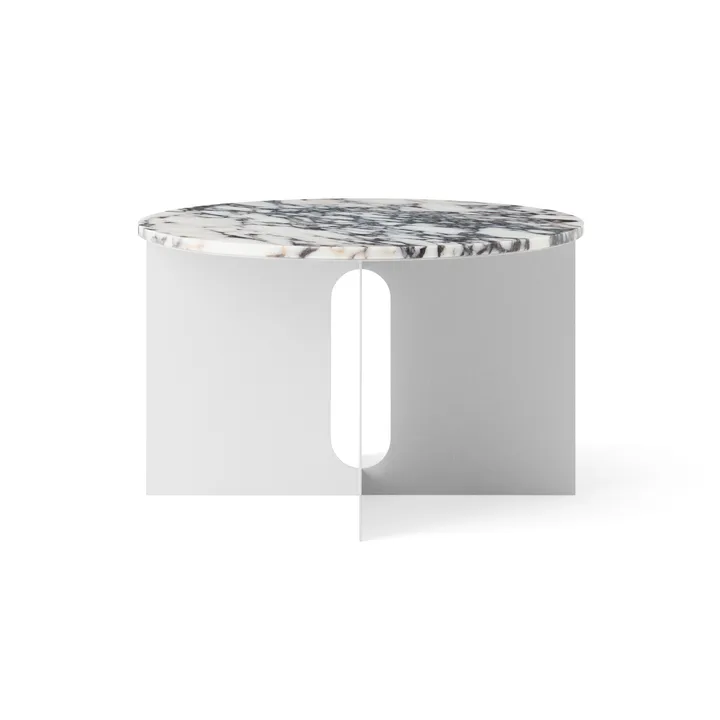 Androgyne side table - Calacatta Viola marble-brushed steel, Ø65 cm - Audo Copenhagen