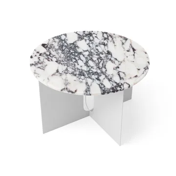Androgyne side table - Calacatta Viola marble-brushed steel, Ø65 cm - Audo Copenhagen