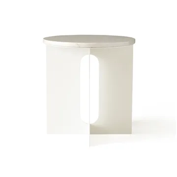 Androgyne side table - Calacatta Viola marble-ivory steel, Ø42 cm - Audo Copenhagen