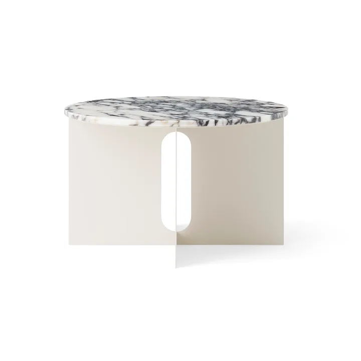 Androgyne side table - Calacatta Viola marble-ivory steel, Ø65 cm - Audo Copenhagen