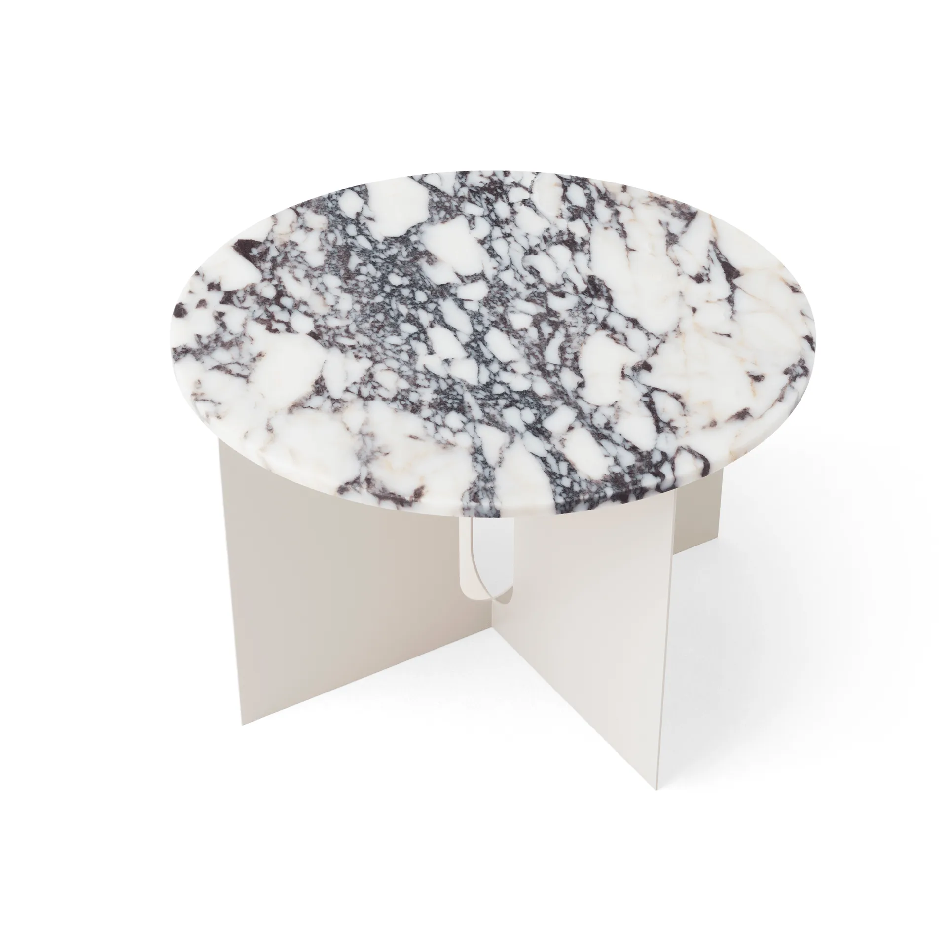 Androgyne side table, Calacatta Viola marble-ivory steel, Ø65 cm Audo Copenhagen