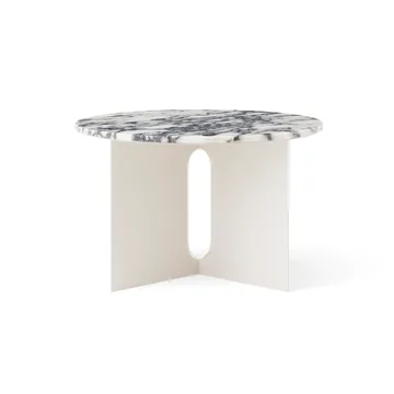 Androgyne side table - Calacatta Viola marble-ivory steel, Ø65 cm - Audo Copenhagen