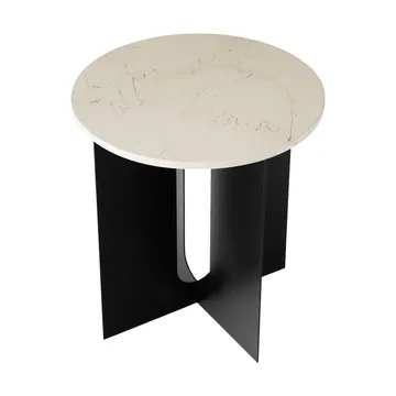 Androgyne side table - Crystal Rose marble-black steel, Ø42 cm - Audo Copenhagen