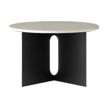 Androgyne side table - Crystal Rose marble-black steel, Ø65 cm - Audo Copenhagen