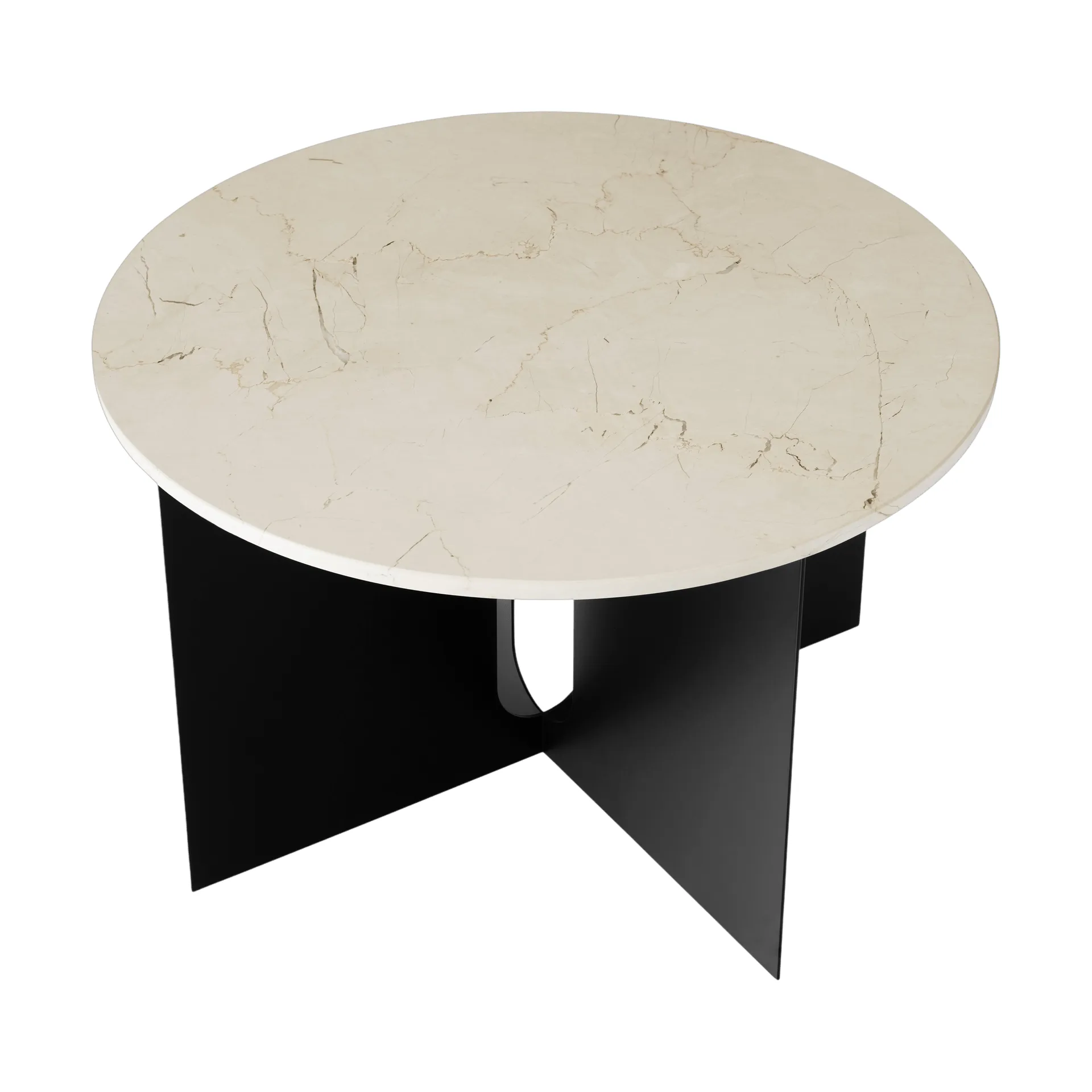 Androgyne side table, Crystal Rose marble-black steel, Ø65 cm Audo Copenhagen