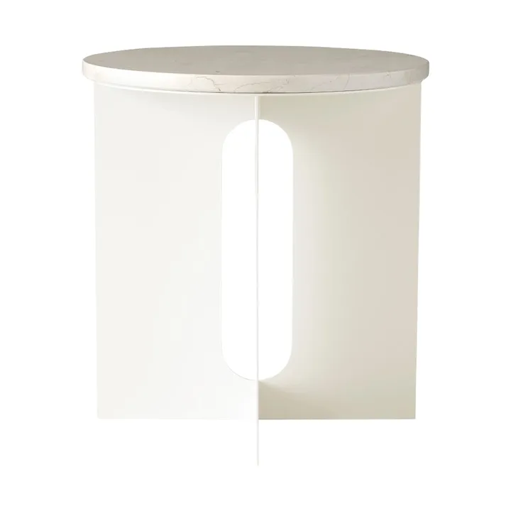 Androgyne side table - Crystal Rose marble-ivory steel, Ø42 cm - Audo Copenhagen