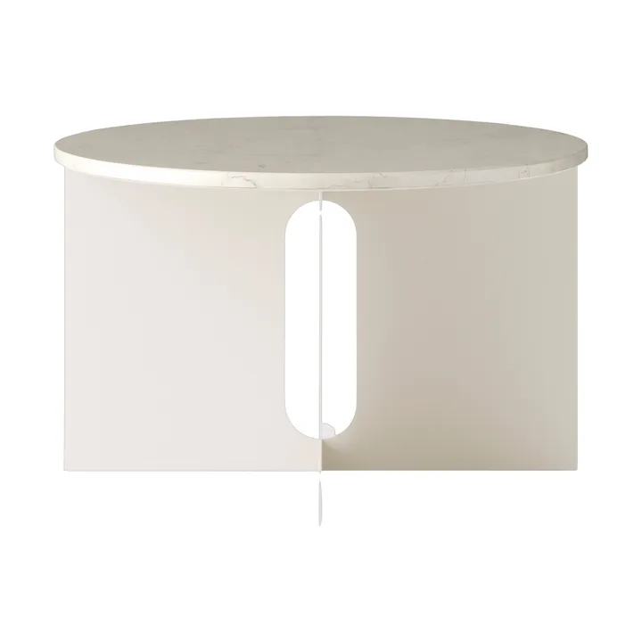 Androgyne side table - Crystal Rose marble-ivory steel, Ø65 cm - Audo Copenhagen