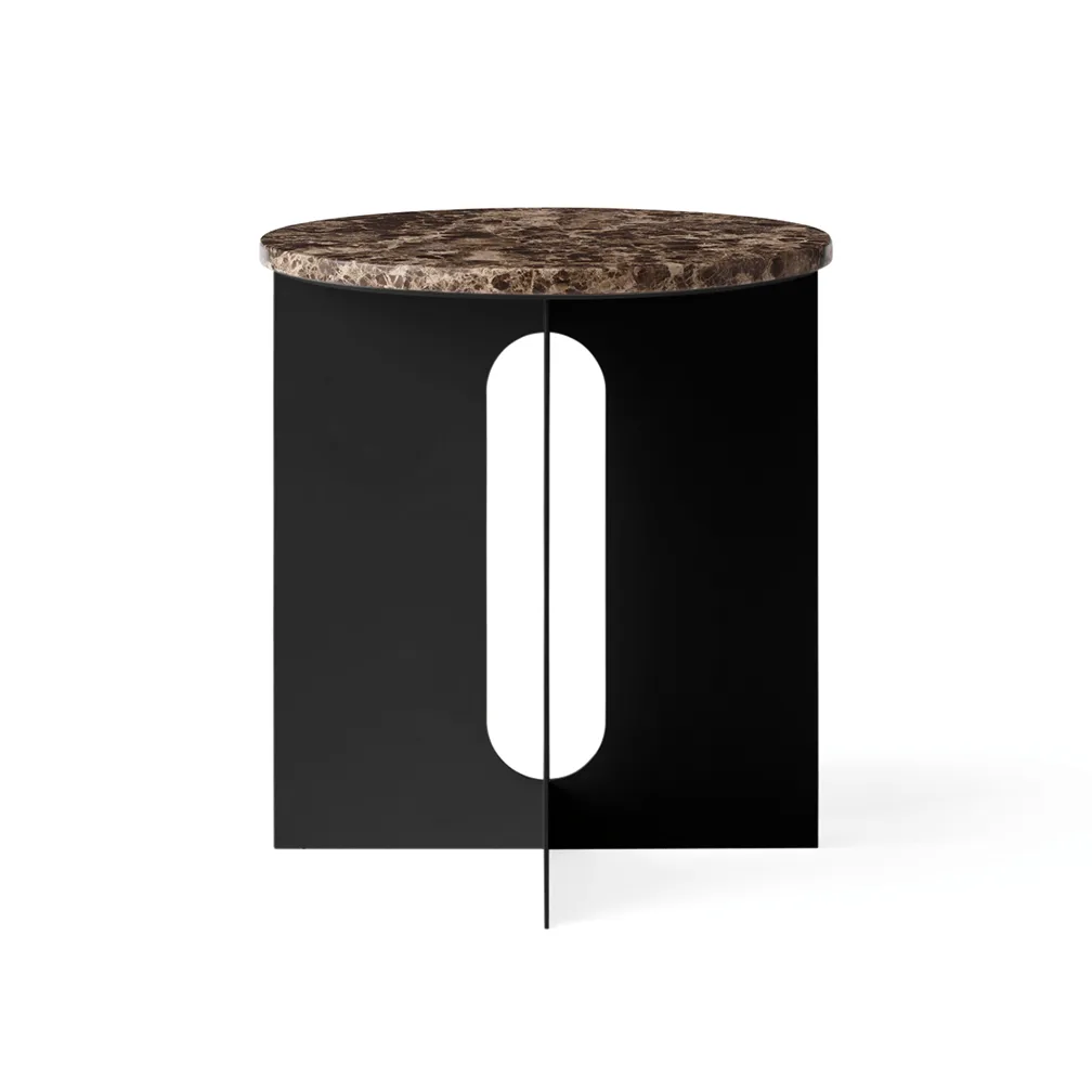Androgyne side table, Emperador marble-black steel, Ø42 cm Audo Copenhagen