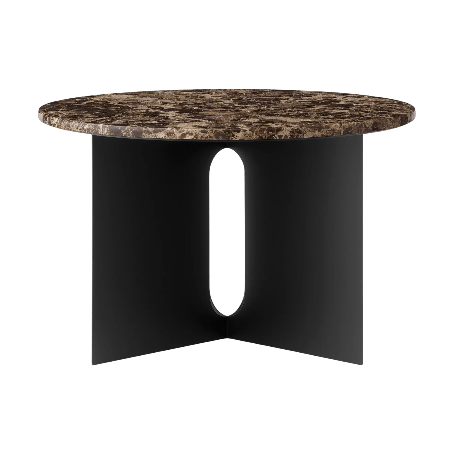Androgyne side table, Emperador marble-black steel, Ø65 cm Audo Copenhagen