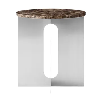 Androgyne side table - Emperador marble-brushed steel, Ø42 cm - Audo Copenhagen