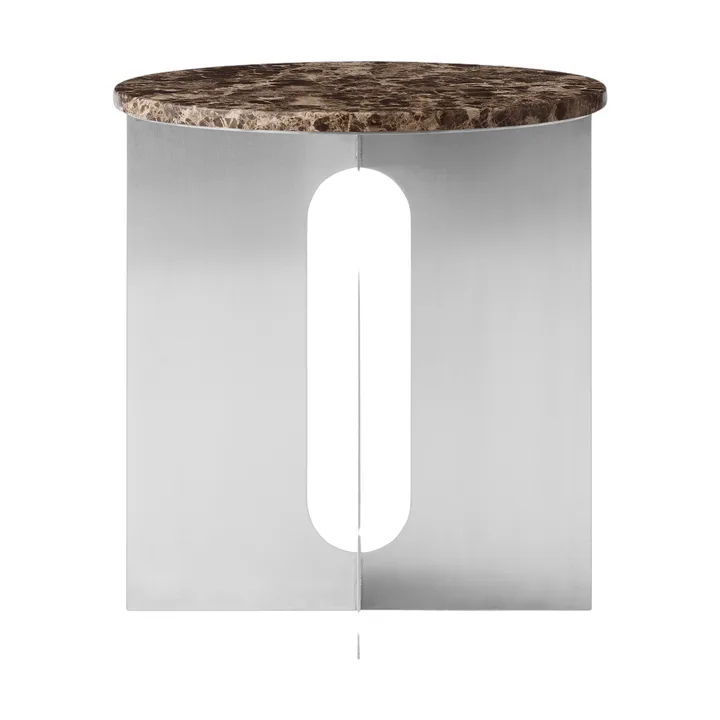 Androgyne side table - Emperador marble-brushed steel, Ø42 cm - Audo Copenhagen