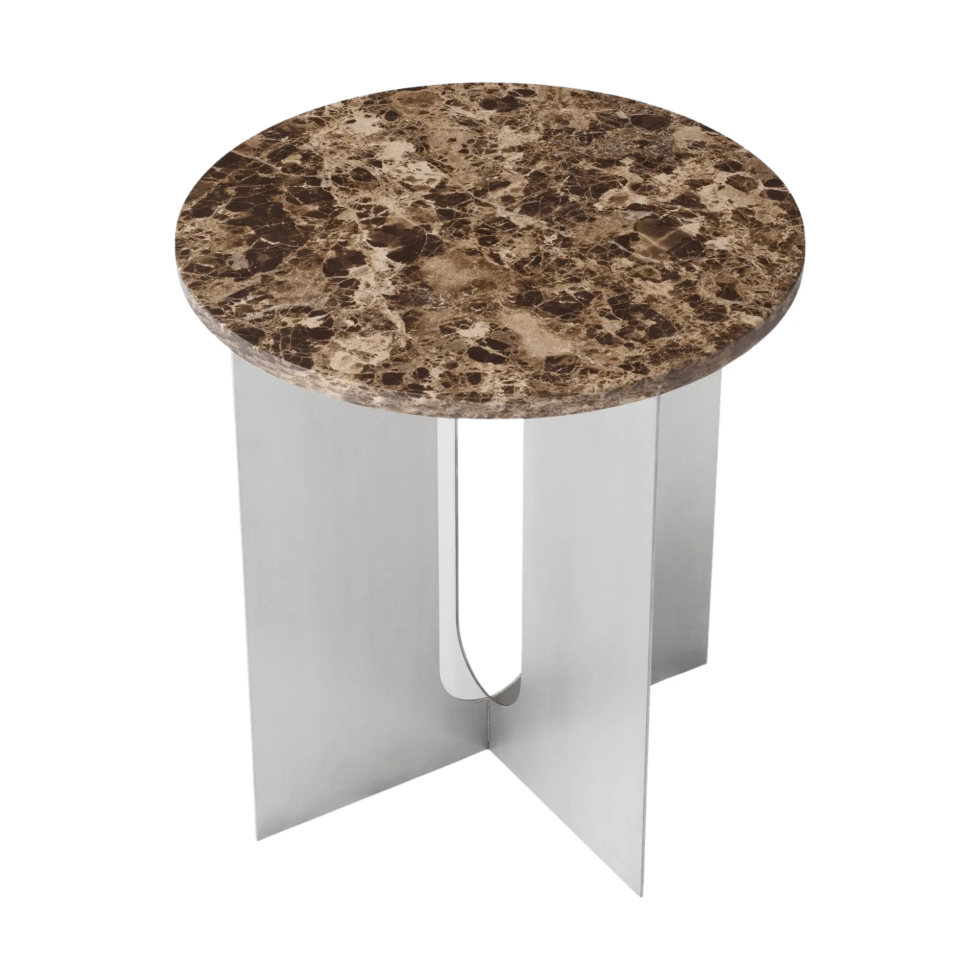 Androgyne side table, Emperador marble-brushed steel, Ø42 cm Audo Copenhagen