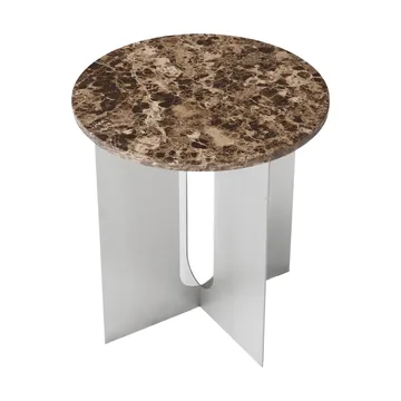 Androgyne side table - Emperador marble-brushed steel, Ø42 cm - Audo Copenhagen