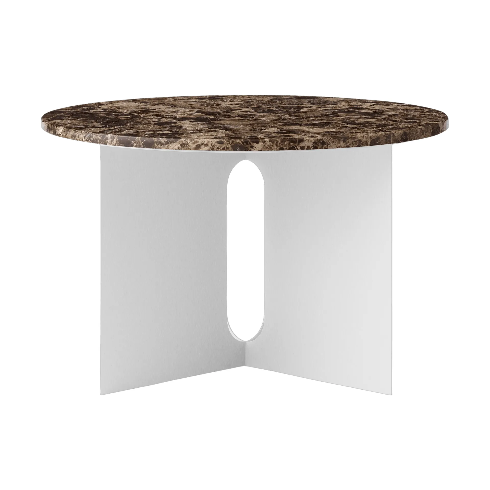 Androgyne side table, Emperador marble-brushed steel, Ø65 cm Audo Copenhagen