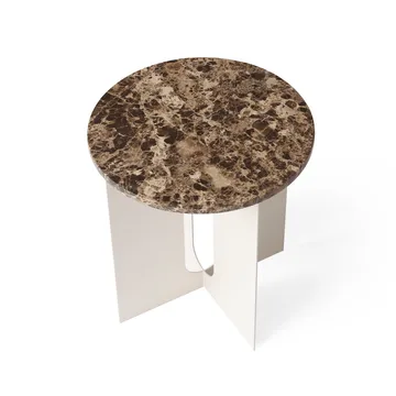 Androgyne side table - Emperador marble-ivory steel, Ø42 cm - Audo Copenhagen