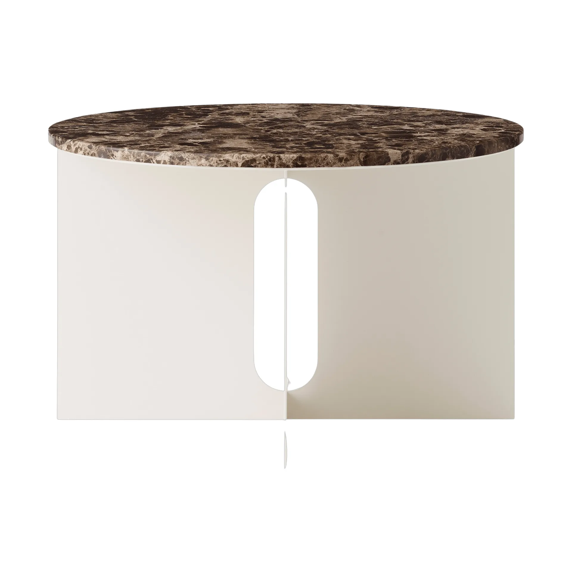 Androgyne side table, Emperador marble-ivory steel, Ø65 cm Audo Copenhagen