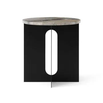 Androgyne side table - Grey Galaxy marble-black steel, Ø42 cm - Audo Copenhagen