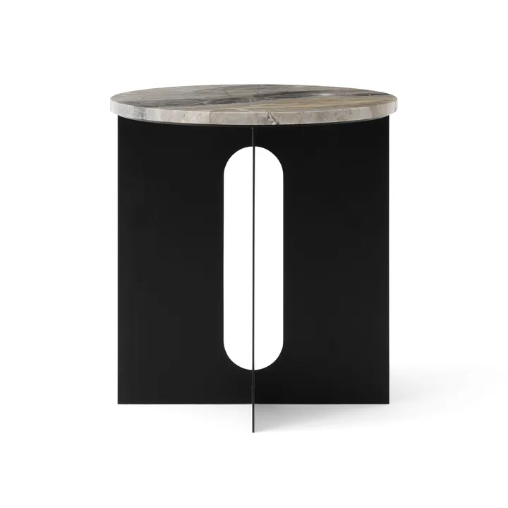 Androgyne side table - Grey Galaxy marble-black steel, Ø42 cm - Audo Copenhagen