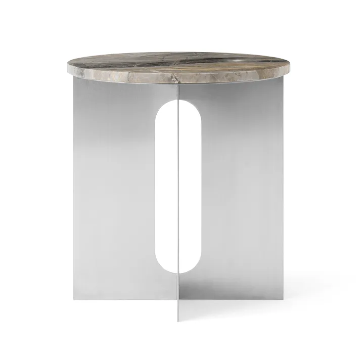 Androgyne side table - Grey Galaxy marble-brushed steel, Ø42 cm - Audo Copenhagen