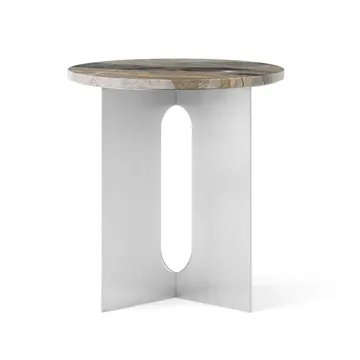 Androgyne side table - Grey Galaxy marble-brushed steel, Ø42 cm - Audo Copenhagen