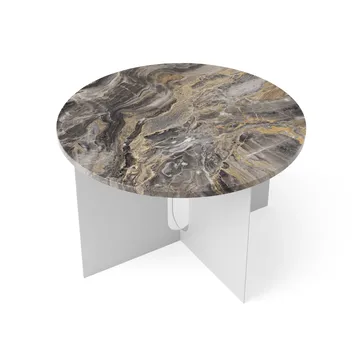Androgyne side table - Grey Galaxy marble-brushed steel, Ø65 cm - Audo Copenhagen