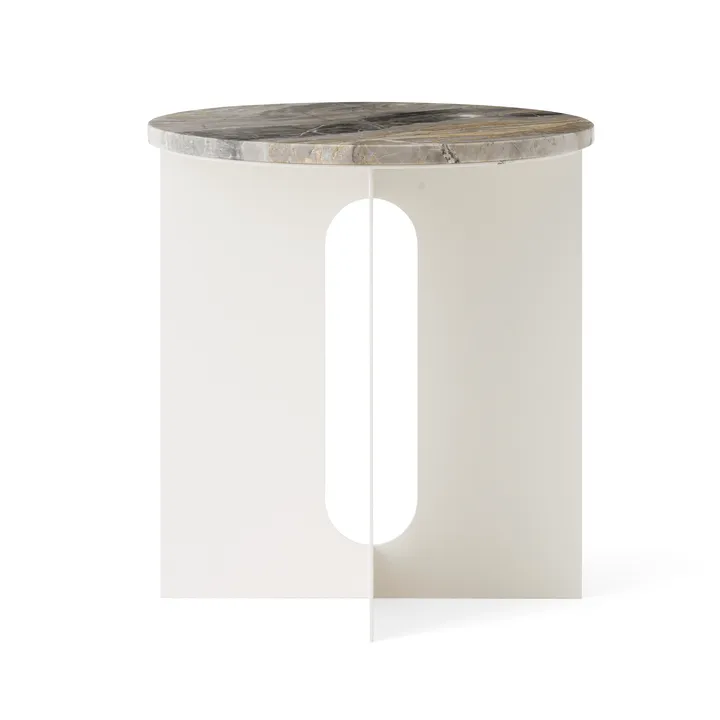 Androgyne side table - Grey Galaxy marble-ivory steel, Ø42 cm - Audo Copenhagen