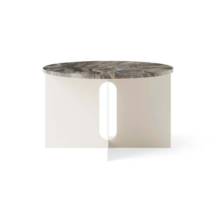 Androgyne side table - Grey Galaxy marble-ivory steel, Ø65 cm - Audo Copenhagen