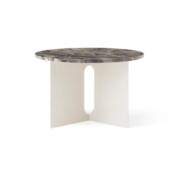 Androgyne side table - Grey Galaxy marble-ivory steel, Ø65 cm - Audo Copenhagen