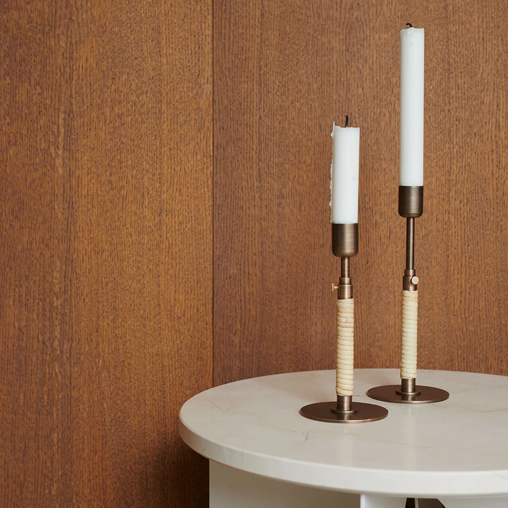 Androgyne side table, Marble black, ø42 cm, black steel stand Audo Copenhagen