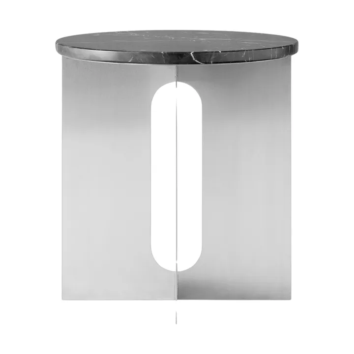 Androgyne side table - Nero Maquina marble-brushed steel, Ø42 cm - Audo Copenhagen