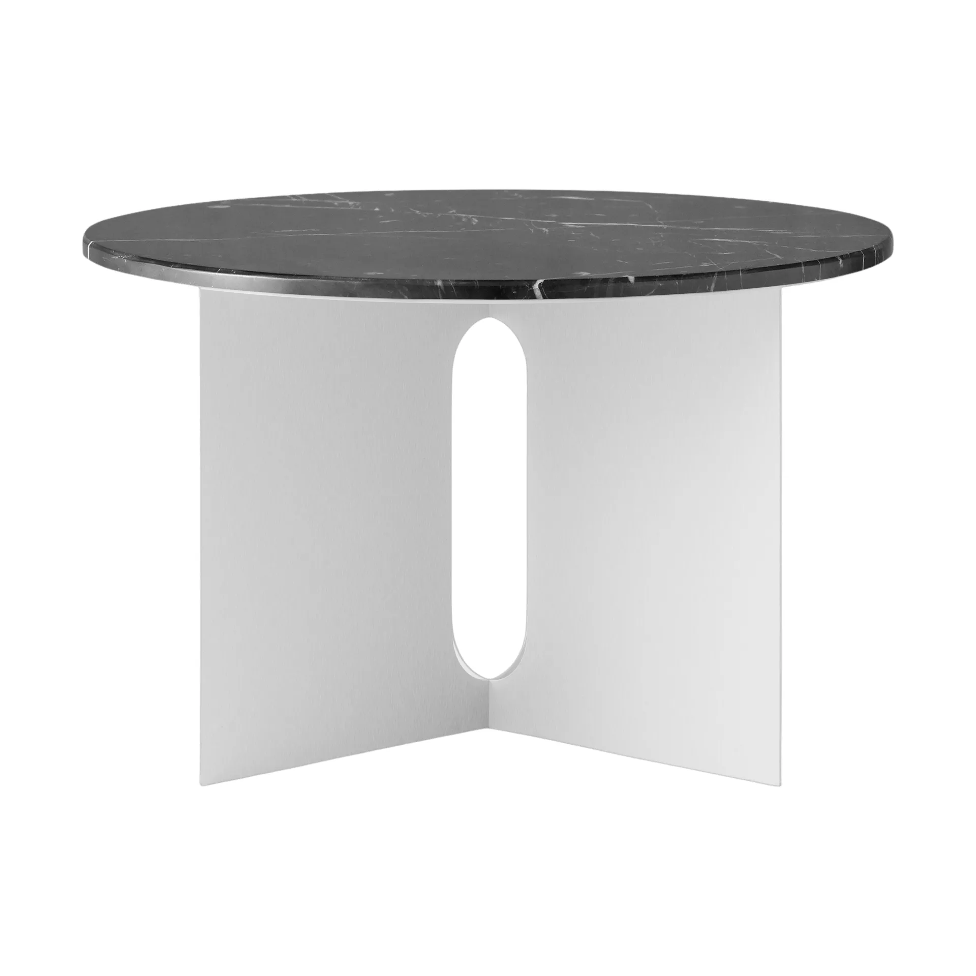 Androgyne side table, Nero Maquina marble-brushed steel, Ø65 cm Audo Copenhagen