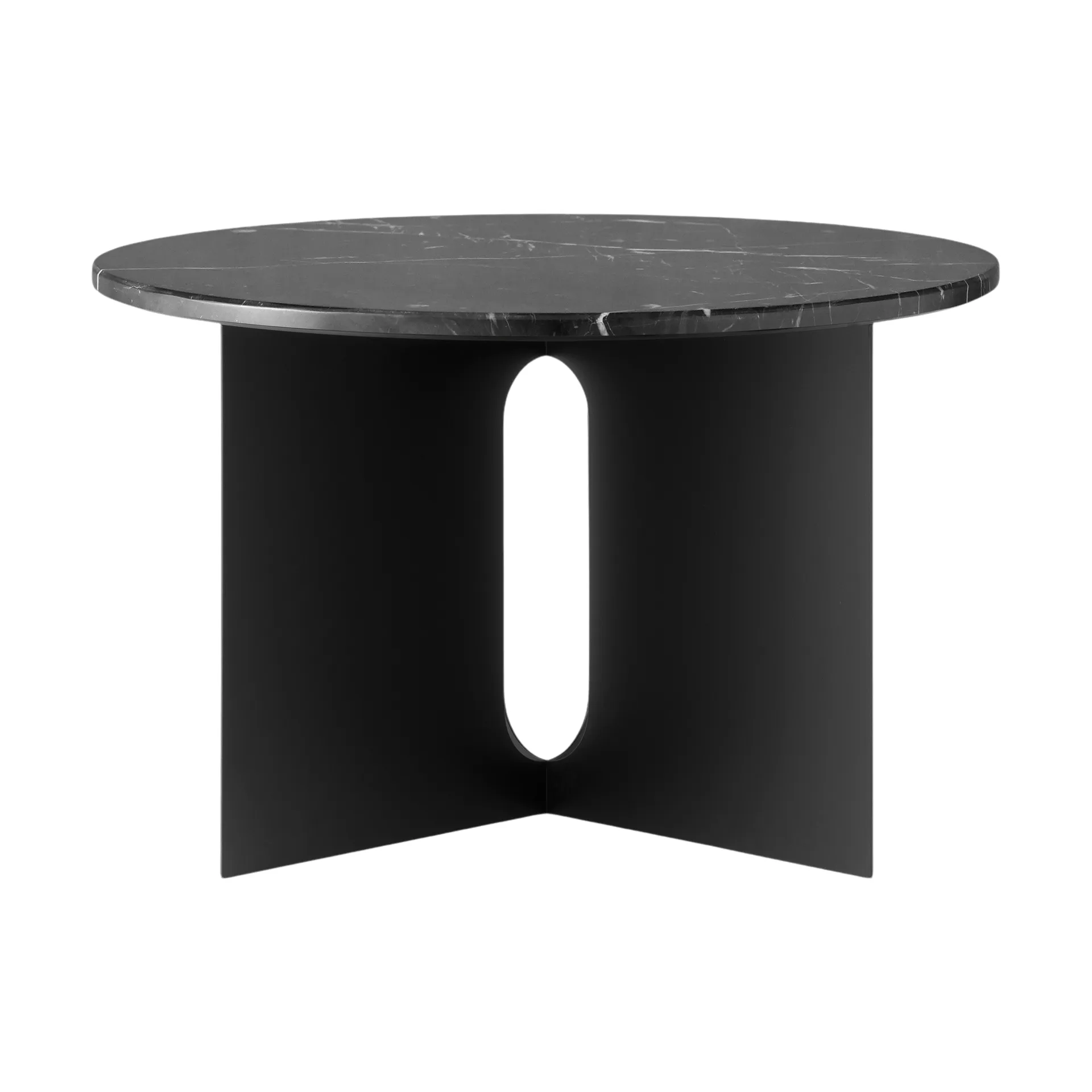 Androgyne side table, Nero Marquina marble-black steel, Ø65 cm Audo Copenhagen